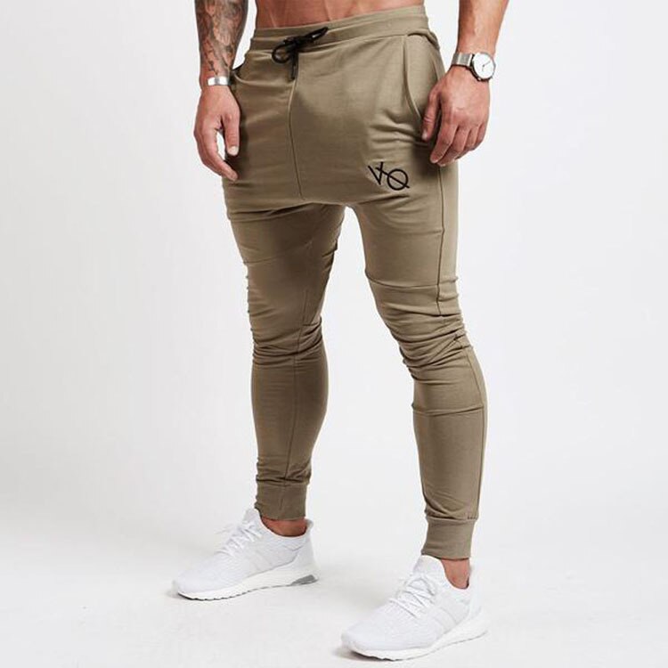 Siteweie bomuld jogger træningsbukser udendørs træningsbukser i bomuld sportstøj fitnessbukser mænd fitnesscentre skinny sweatpants  g244: Xxl / Khaki