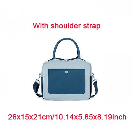 High Capacity Lunch Bag Women Picnic Food Thermal Pouch Waterproof Student Bring Meals Cooler Storage Handbag Accessories Items: A Blue S