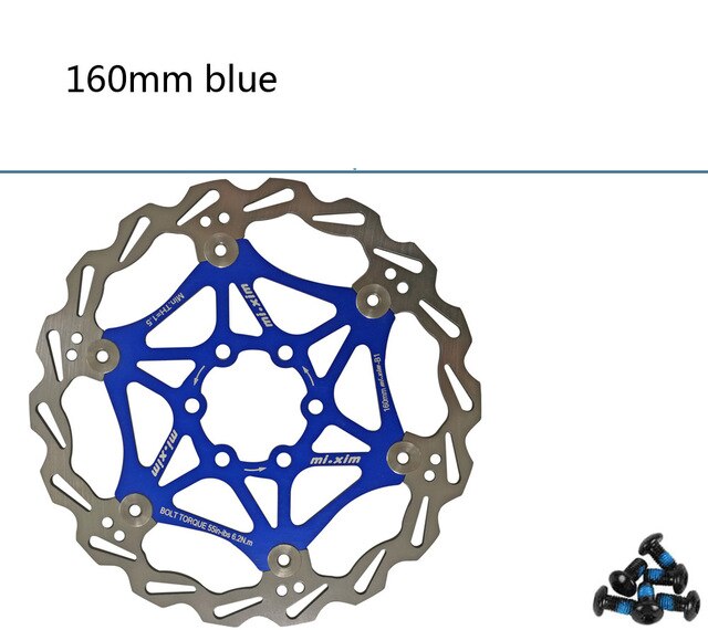 Mi. Xim MTB bike mountain Fiets Floating Rotors 160/180/203mm B1 Rood/Blauw /zwart/Goud voor Mountainbike Schijfrem: Blue 160mm
