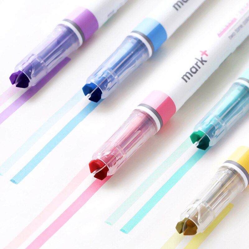 Rotulador japonés KOKUYO, marcador de dos colores, juego de artículos de papelería para estudiantes, 5 uds.