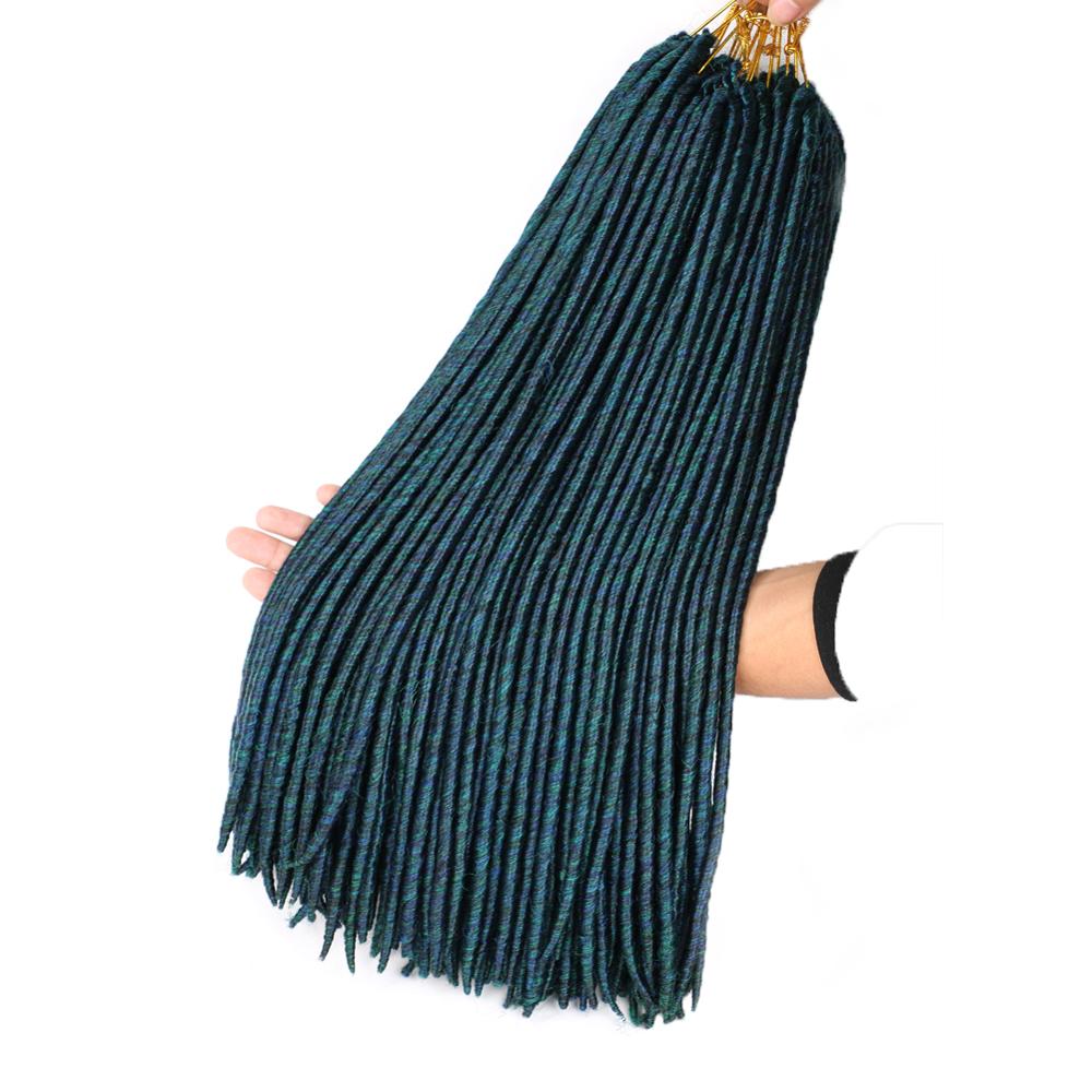 DAIRESS 18" Mix Green Blue Faux Locs Crochet Braids Dreadlocks Extension 16Roots Goddess Faux Locs Braiding Hair Crochet Braids