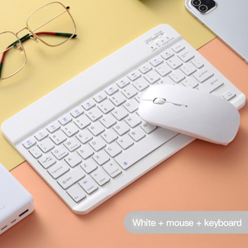 Ipad Bluetooth Keyboard Apple Android Mobile Phone Universal Ultra-Thin Portable wireless keyboard And Mouse Set motospeed: white