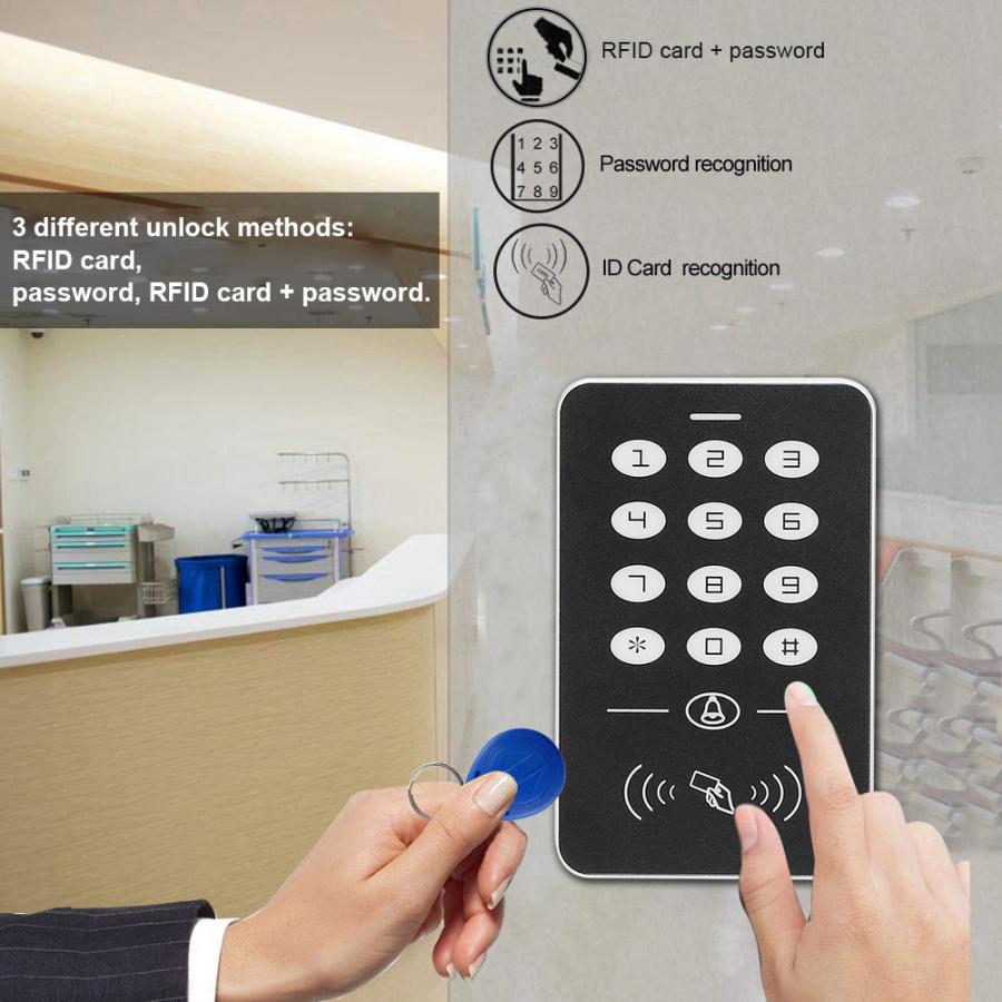 control de acceso A1 RFID Card Reader Waterproof Keyboard Doorbell Door Access Control with 10 Tag RFID Access Control
