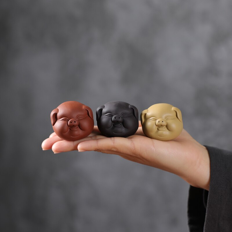 chanceux cochon thé jouer argile pourpre belle cochon ornement petit thé animaux Boutique thé Table décoration accessoires