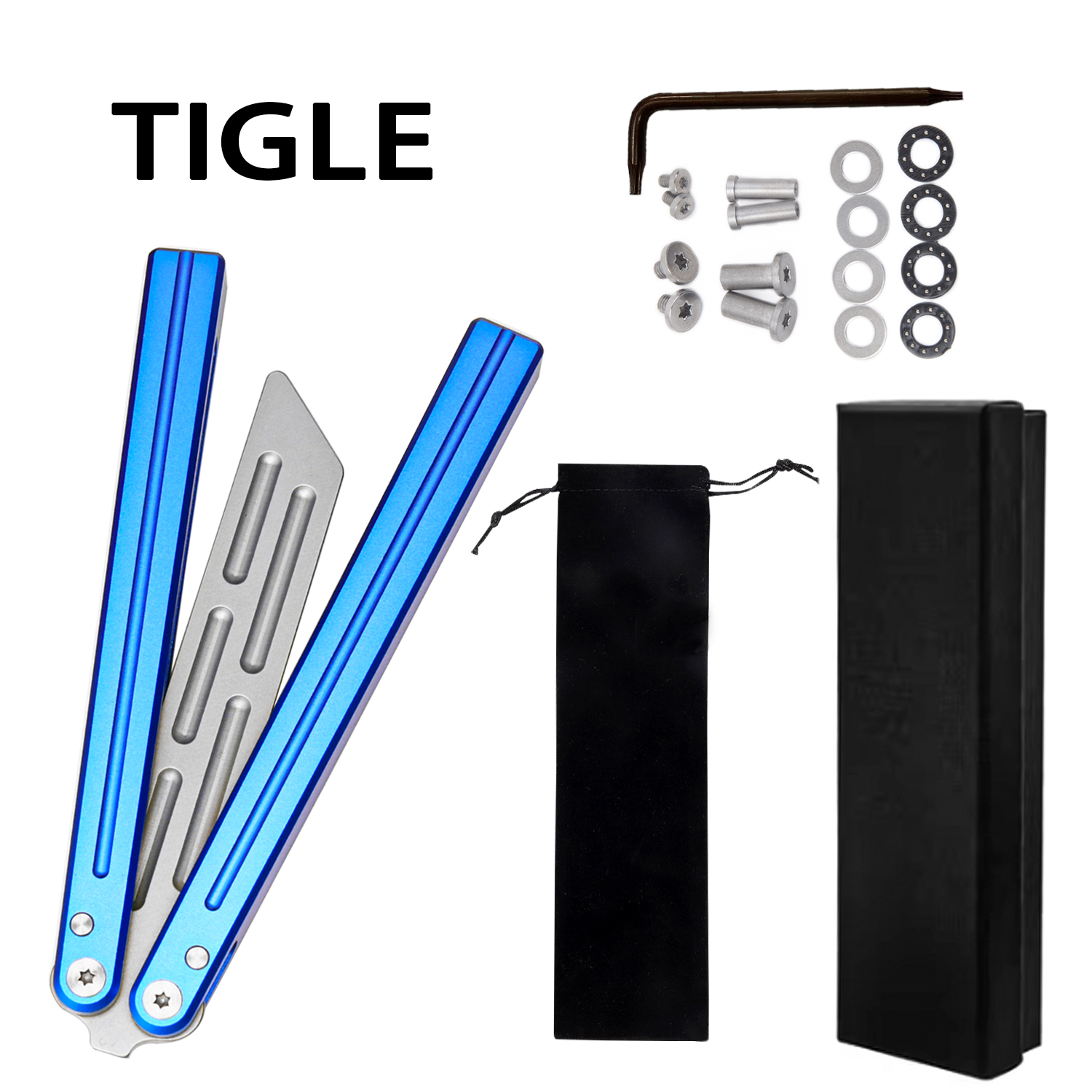 TlGLE Barison Aluminum Alloy HandleFoldable 3r13 Steel Blade Without CuttingEdge Blade Secure Outdoor Practice Blue: Blue