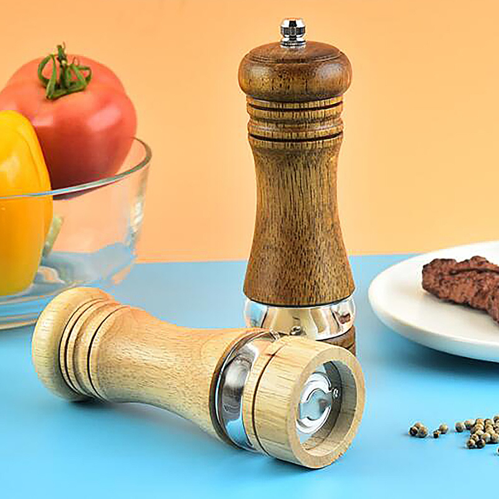 Manual Pepper Grinder Wooden Grinder Salt Pepper Spice Mills Adjustable Handheld Seasoning Mills Grinder Wood Kitchen Tools #Y2