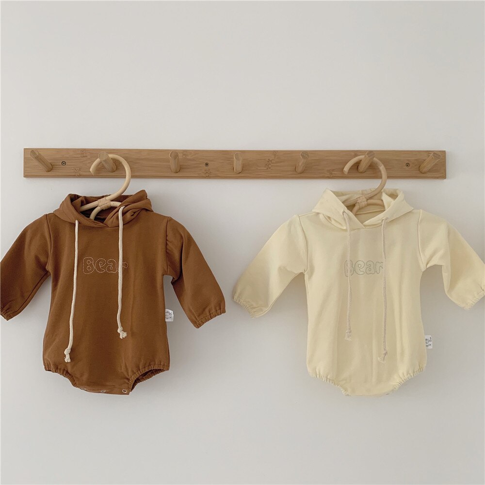 0-2Yrs Hooded Bodysuits Zachte Bebes Meisjes 3D Oor Romper Lange Mouw Speelpakjes Lente Herfst Kleding Outfits