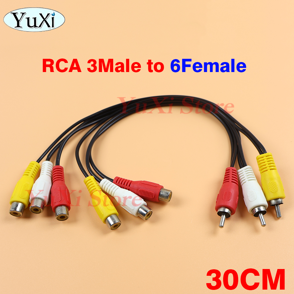 RCA Male naar RCA Female Audio Video Kabel Lijn twin RCA Male Verlengkabel Snoer Draad Lijn voor Versterker Luidspreker DVD TV Etc: groen / < =0.5m