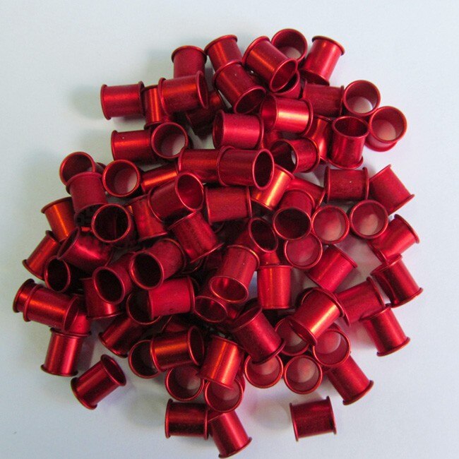 /retail 100Pcs C8 8mm Color Aluminous Bird Dove Pigeon Aluminum Leg Rings: Red