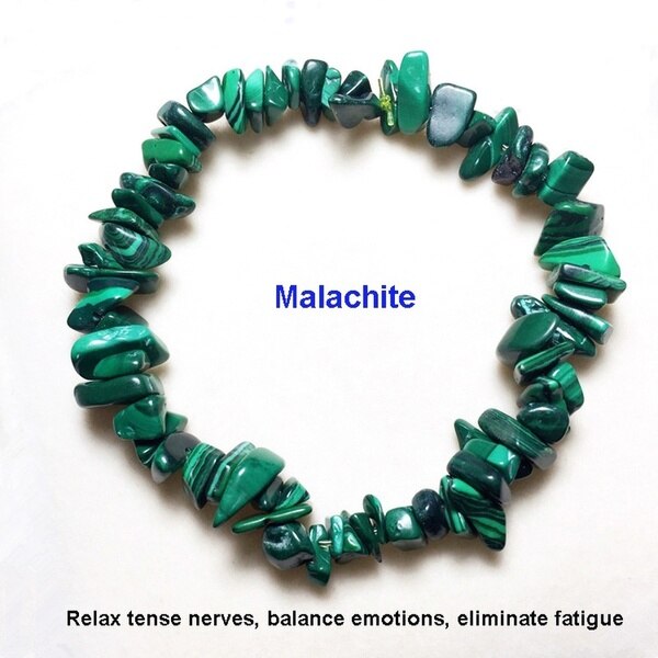 Pulseras de piedra Natural hechas a mano para mujer y niña, joyería de , abalorio de piedra lunar de ojo de Tigre,: 15 Malachite