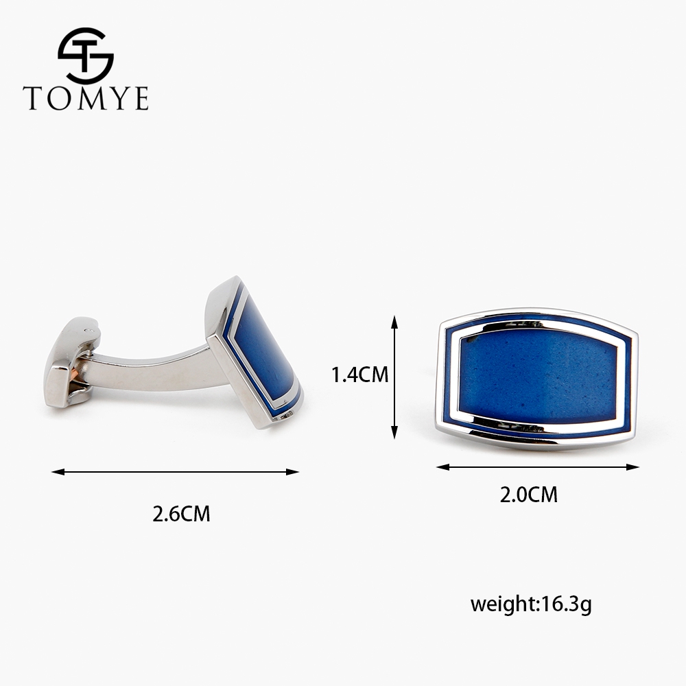 Tomye Blauw High End Business Enamel Manchetknopen Studs Custom XK19S011