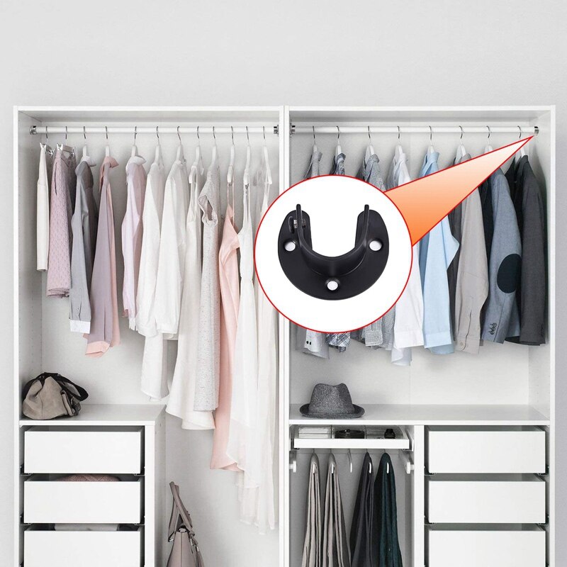 8Pcs/Set 1-1/3Inch Stainless Steel Bracket Rod Socket Flange Holder U Shaped Bracket End for Closet Shower Curtain