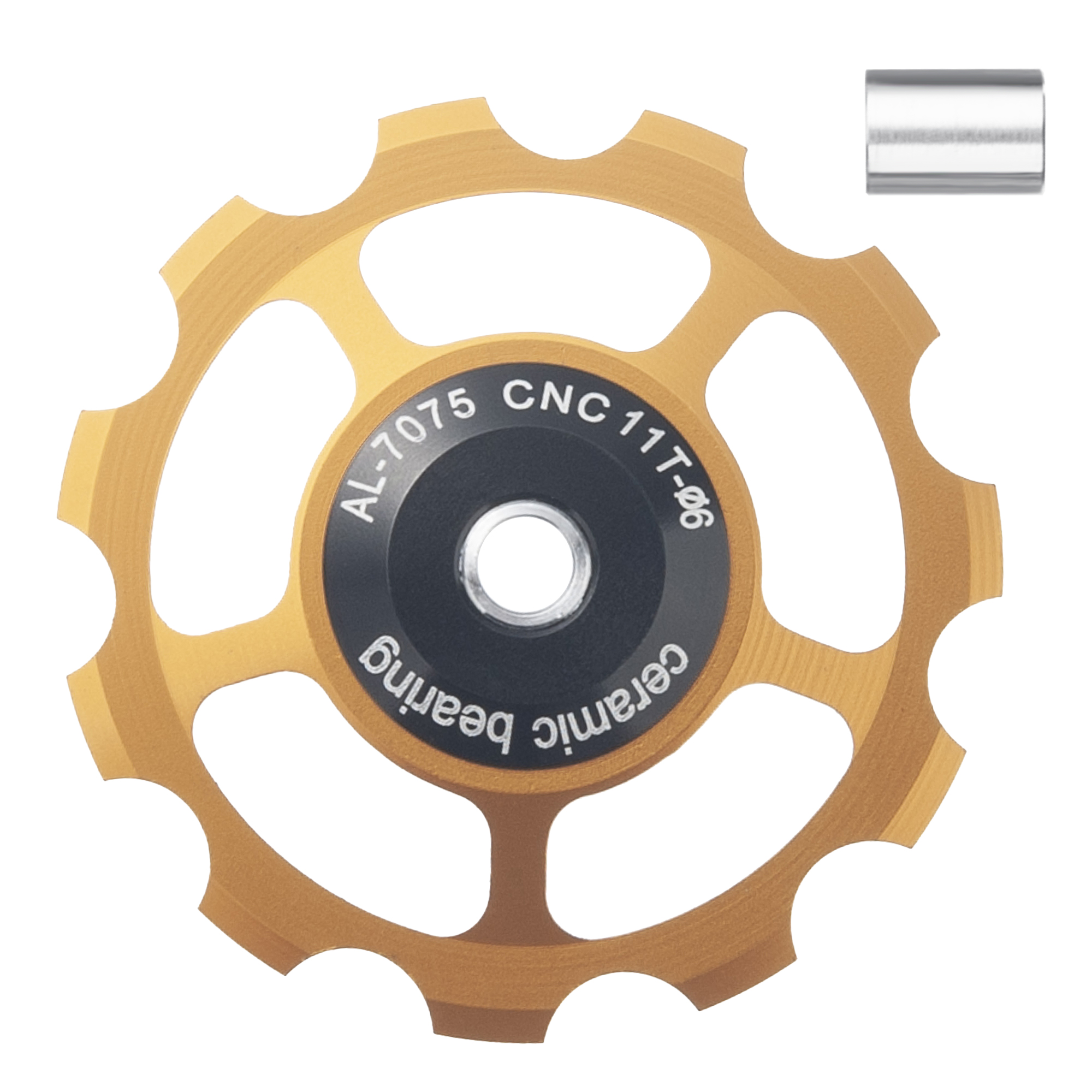 SENSAH MTB desviador trasero de bicicleta rueda Jockey polea de rodamiento de cerámica AL7075 CNC rodillo guía de bicicleta de carretera 11/12/13/14/15T: YELLOW