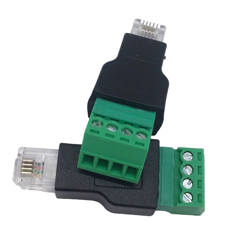 RJ11 to Screw Terminal Adapter RJ11 Male to 4 Pin Connector Splitter Shield Plug T8WE