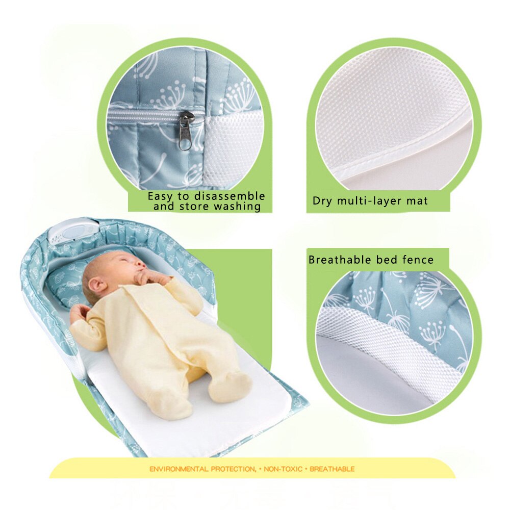 Tragbare Separaten Bett MusicLight Multifunktionale Krippe Energie Baby Schlaf Reise bett Unabhängige Schlaf Löwenzahn Trennung Bett