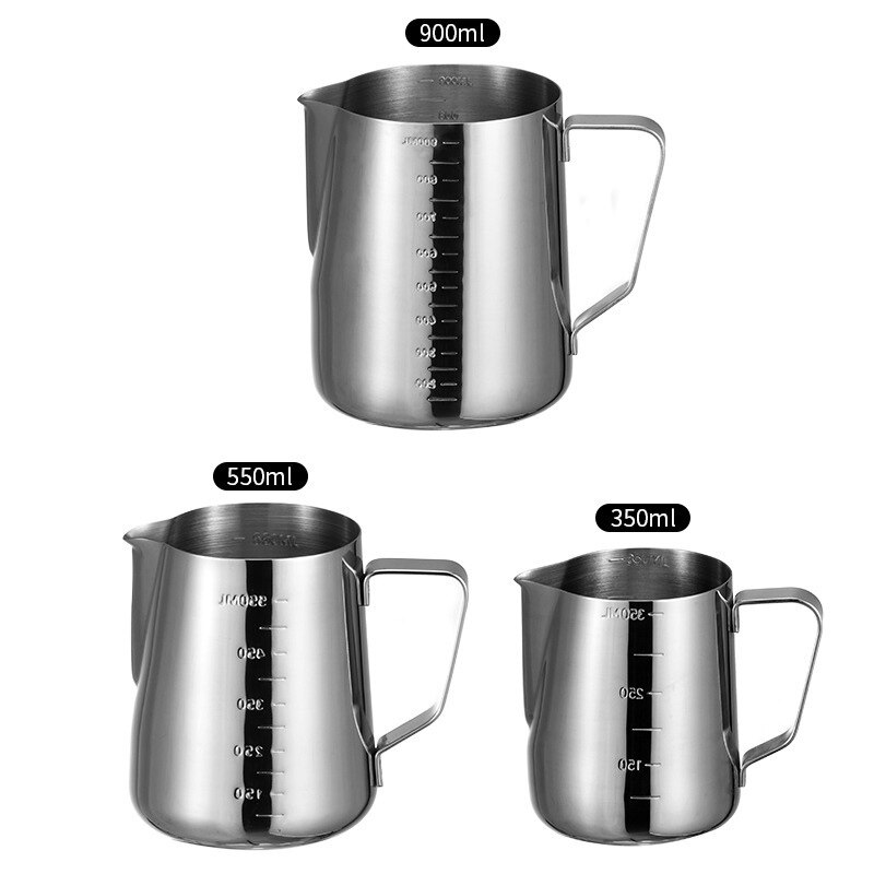 Mjölkskumningskanna i rostfritt stål 350/550/900ml espressokaffe kanna hantverkskaffe latte mjölkskumningskanna tillbringare