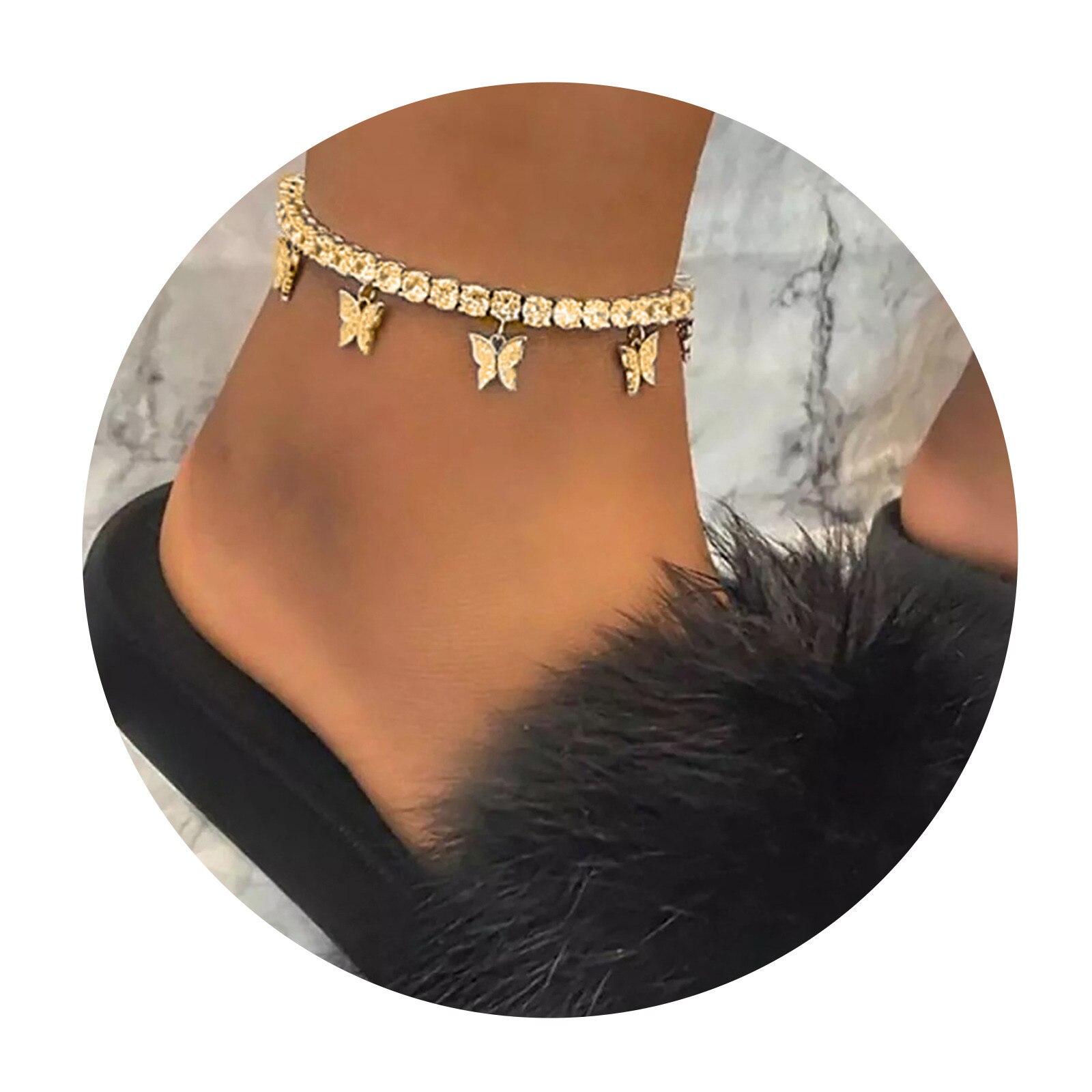 Crystal Enkelband Voor Vrouwen Foot Sieraden Zomer Strand Barefoot Armband Enkel Op Been Strap Bohemian Sieraden Accessoires L5