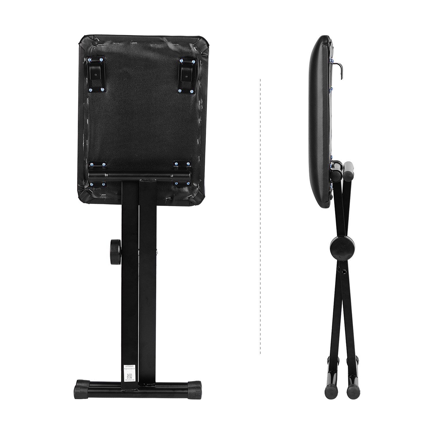 X-Style Piano Stool Single Person Piano Bench for Electronic Piano Guitar Drum Stool Adjuatable Folded Padded Stool Black