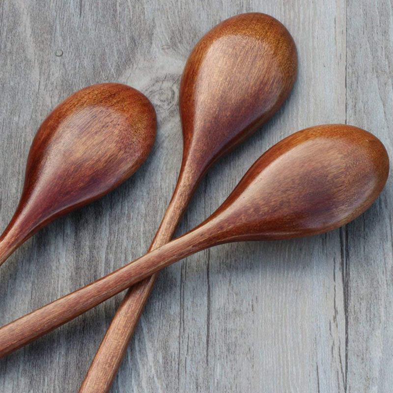 Houten Lepels, 6 Stukken Hout Soep Lepels Voor Eten Mengen Roeren Koken, lange Steel Lepel Met Japanse Stijl Keuken Utens