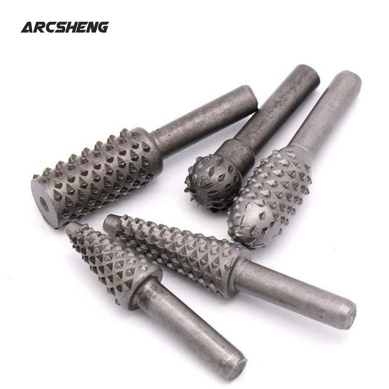 5pcs Wood Rasp File Drill Bits Rotary Set For Woodworking Carving Artifact Tool 6.35mm(1/4") Round Shank Burr
