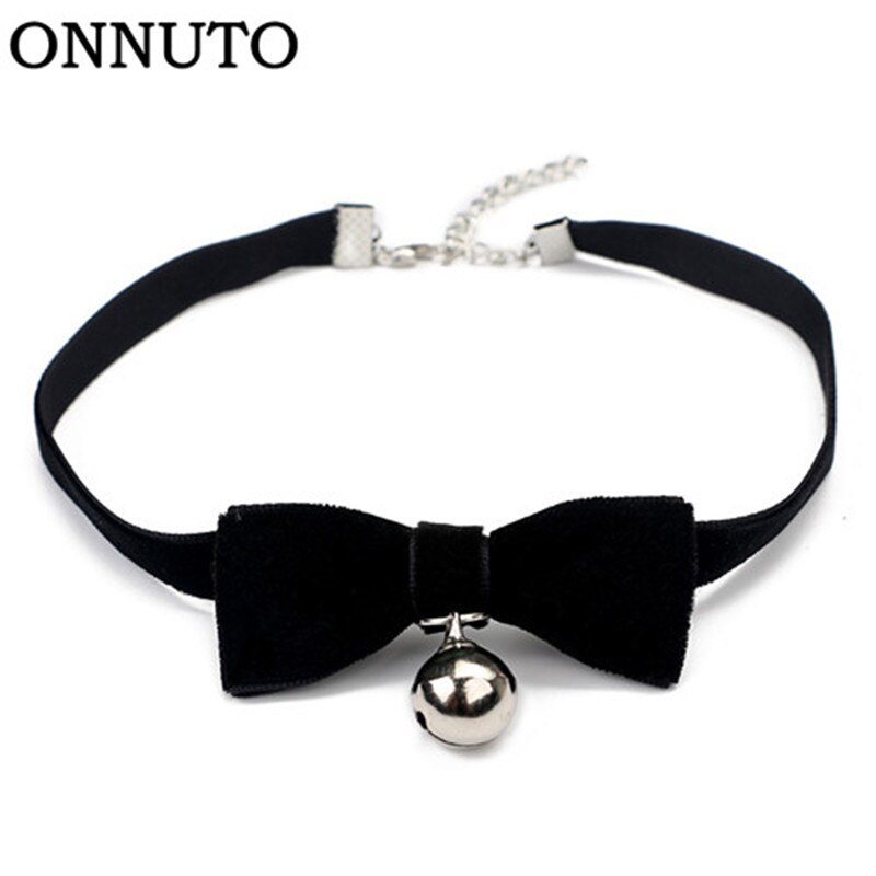 Women's Gothic Lolita Pendant Bell Collar Choker Bowknot Velvet Ribbon Necklace Stylish