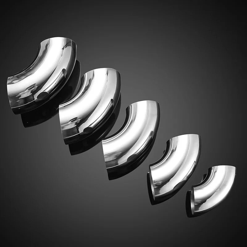 304 Edelstahl Ellenbogen 90 Grad Rohr Zubehör Auspuff Poliert 19MM-89MM