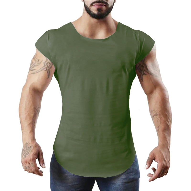 Enfärgade fitnesskläder herr casual hiphop bomullsvästar slim fit ärmlösa andningsbara skjortor gym bodybuilding muskeltröjor