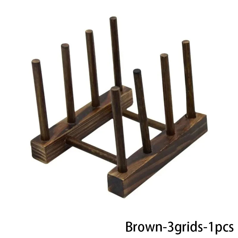 Soporte de madera multifunción, tapa de plato de cocina, soporte de drenaje, organizador de artículos diversos de cocina, estante para tazas, mesa, exhibición de libros: Caqui oscuro