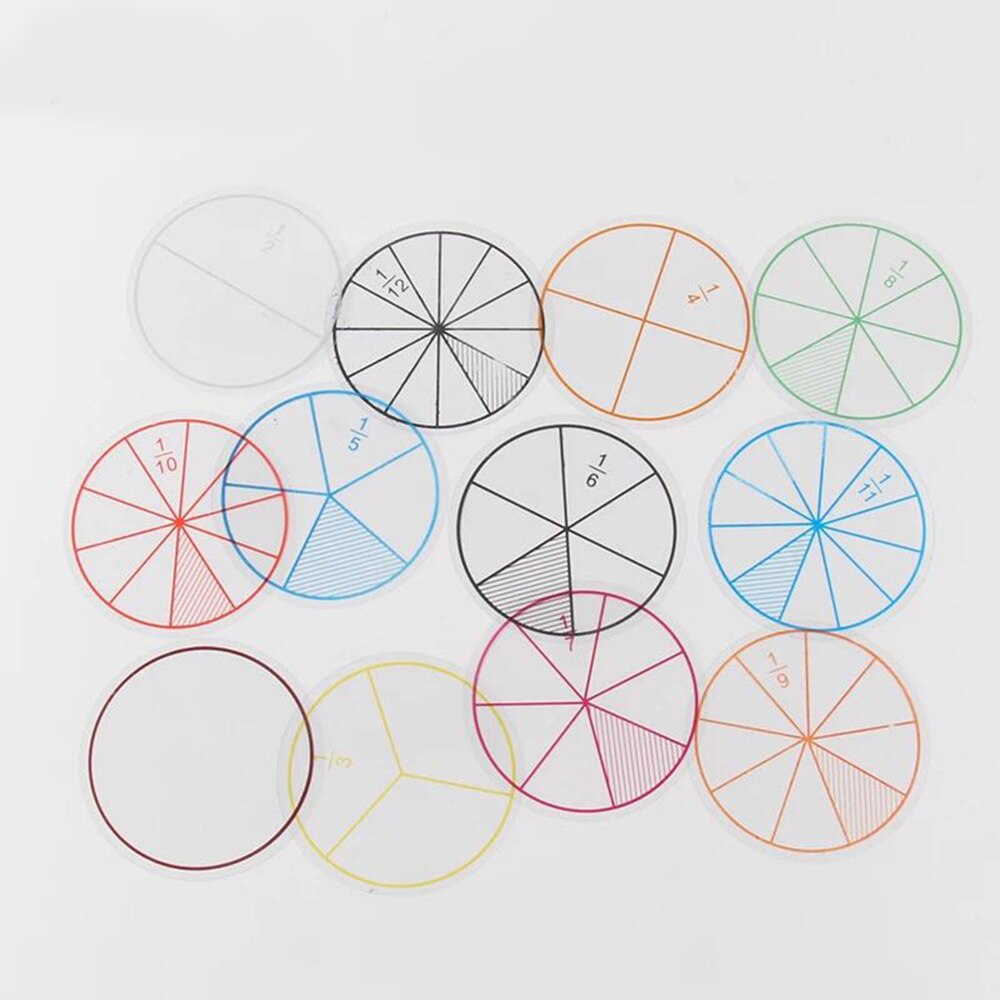 12 stk/parti plastik nummererede brøker cirkler matematik chips matematik nummer legetøj dia . 8cm