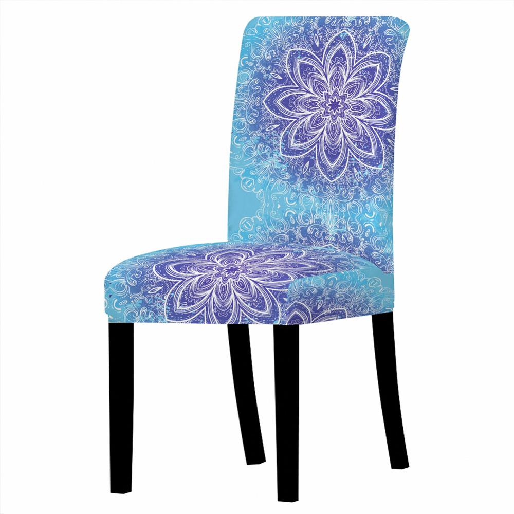 Housse de chaise élastique en élasthanne avec motif mandala et fleurs, housse de protection pour chaise à dossier haut, pour restaurant, fête de mariage, décoration de salle à manger: Style 8