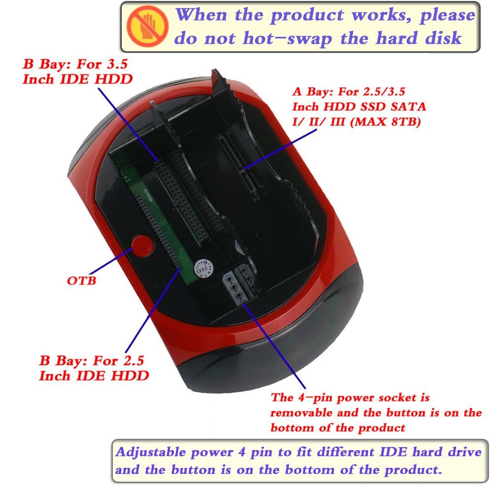 IDE SATA Dual All In 1 Hd Dock Docking Station Hard Disk Drive Hdd 2.5 3.5 Reader Usb 2.0 EU External Box Enclosure Case