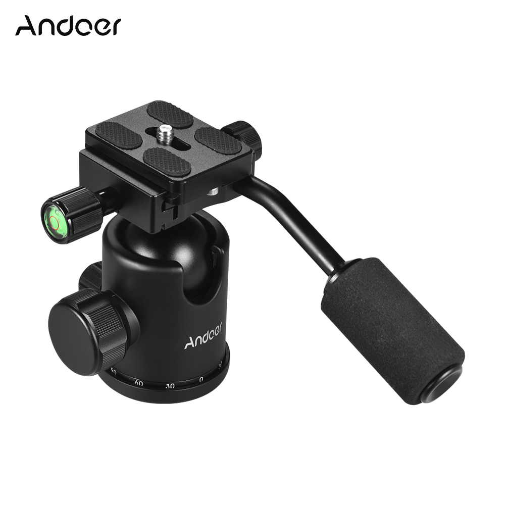 Andoer Handvat Tripod Ball Head 360 Graden Roterende Panoramisch Balhoofd 3/8 inch Schroef Gat voor DSLR Camera Max. 15 kg Belasting