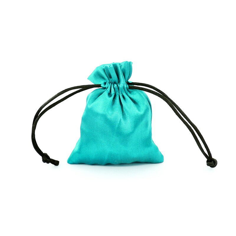 10pcs Silk Drawstring Bag Luxury Satin Wedding Jewelry Packaging Bag Small Ring Earring Jewelry Storage Bag Pouches 7colors: Lake Blue / 8x10cm