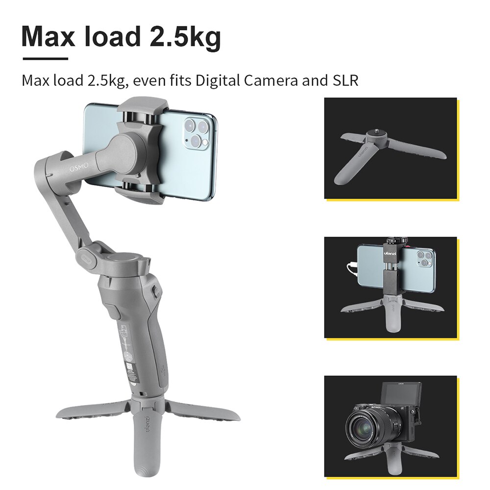 Ulanzi MT-10 Mini Tripod for DJI Osmo Mobile 2 3 Gimbal Base iPhone Andriod Smartphone DSLR Cameras, Gimbal Accessories