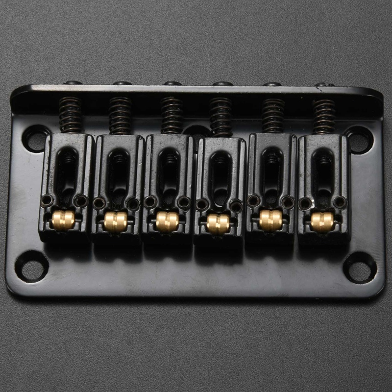 2 Set Hardtail Guitar Bridge Body Through For 6 String Electric Parts Black
