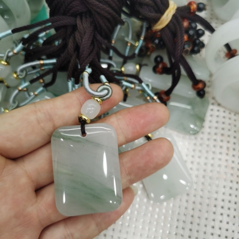 Ping An Brand Jade Pendant Floating Flowers Tianshan Cui Ping An Brand Pendant for Men and Women Pendant Neck Ornaments .