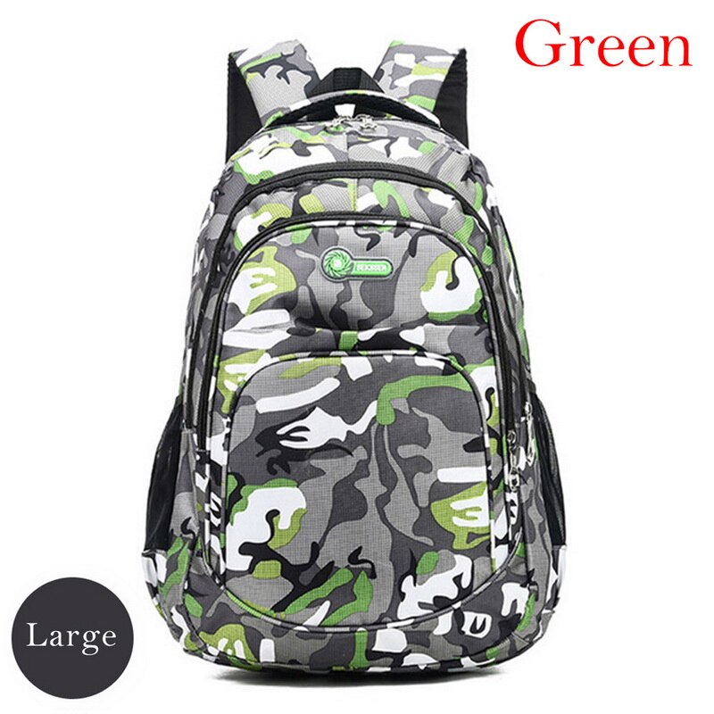 2 Size Kids Rugzakken Camouflage Gedrukt Schooltassen Voor Meisjes Jongens Kinderen Reizen Rugzak Schooltas Blauw Tas: green large