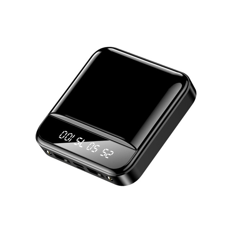 Mini Power Bank 30000mAh Portable Phone Charger Outdoor Travel Powerbank LED Light Poverbank LCD Digital Display for Smartphone: Black