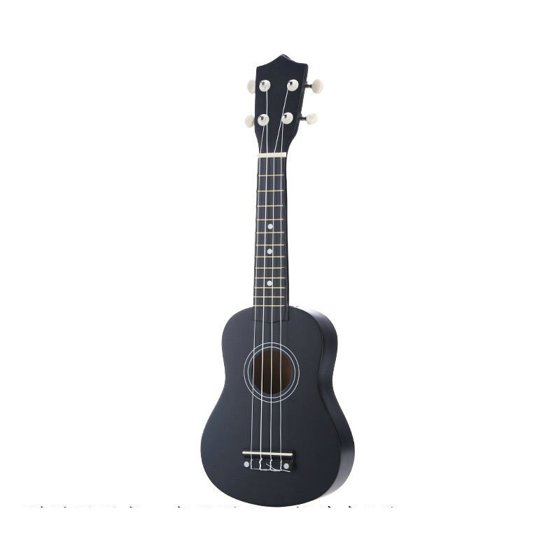 Ukelele de madera para principiantes, 21 pulgadas, con cuerdas de selección, Kit de iniciación para niños, instrumentos musicales, ukelele educativo de tilo: black
