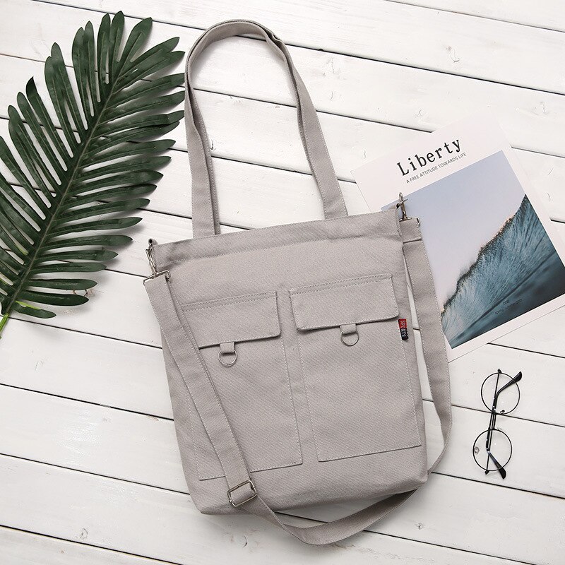 Bolso de mujer veces Casual minimalista femenino bolsos de hombro bandolera Lona de estudiante negro blanco amarillo azul: Gris