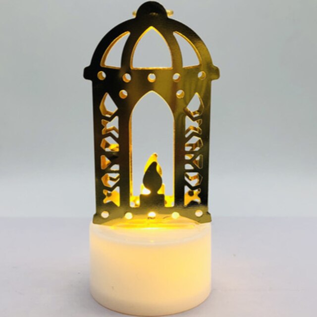 Led stearinlys lampe træ måne stjerne lys borddekoration eid mubarak belysning ramadan lys: Stearinlys slot