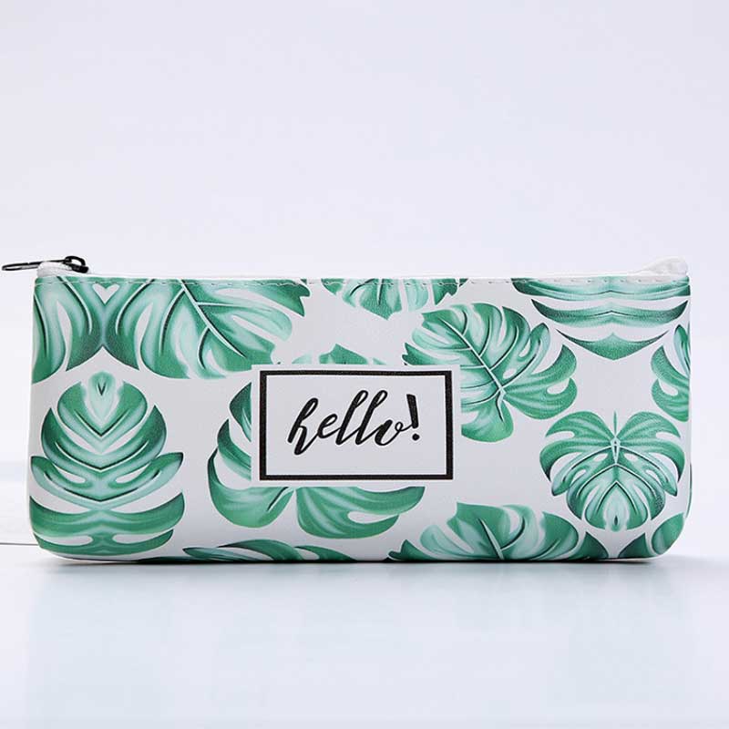 Kawaii Green Turtle leaf leather Pencil Case Estuches School Pencil Box Pencilcase Pencil Bag School Supplies Stationery: Hello