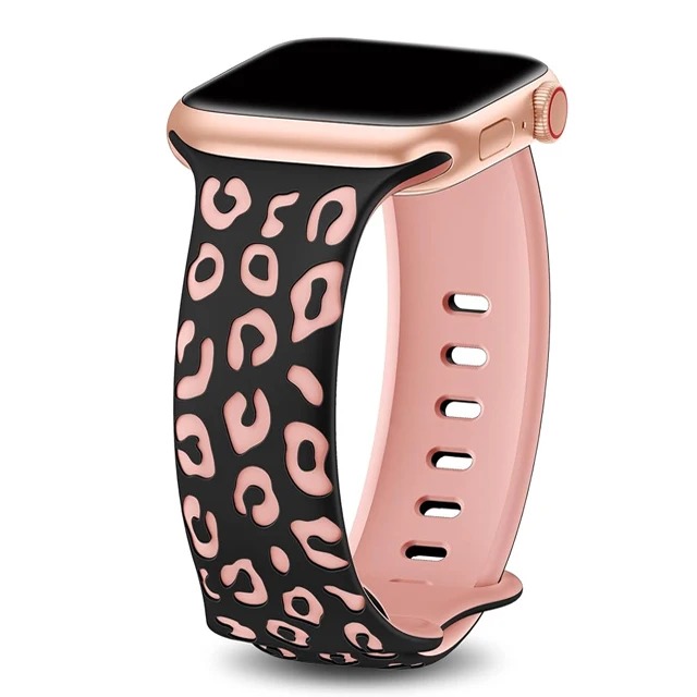 Correa para Apple Watch 10 Band 40mm 44mm 42mm 45mm 41mm 49mm 38mm Correa grabada de silicona serie 8 9 7 SE 6 5 ultra 2 3: White black / 20 mm