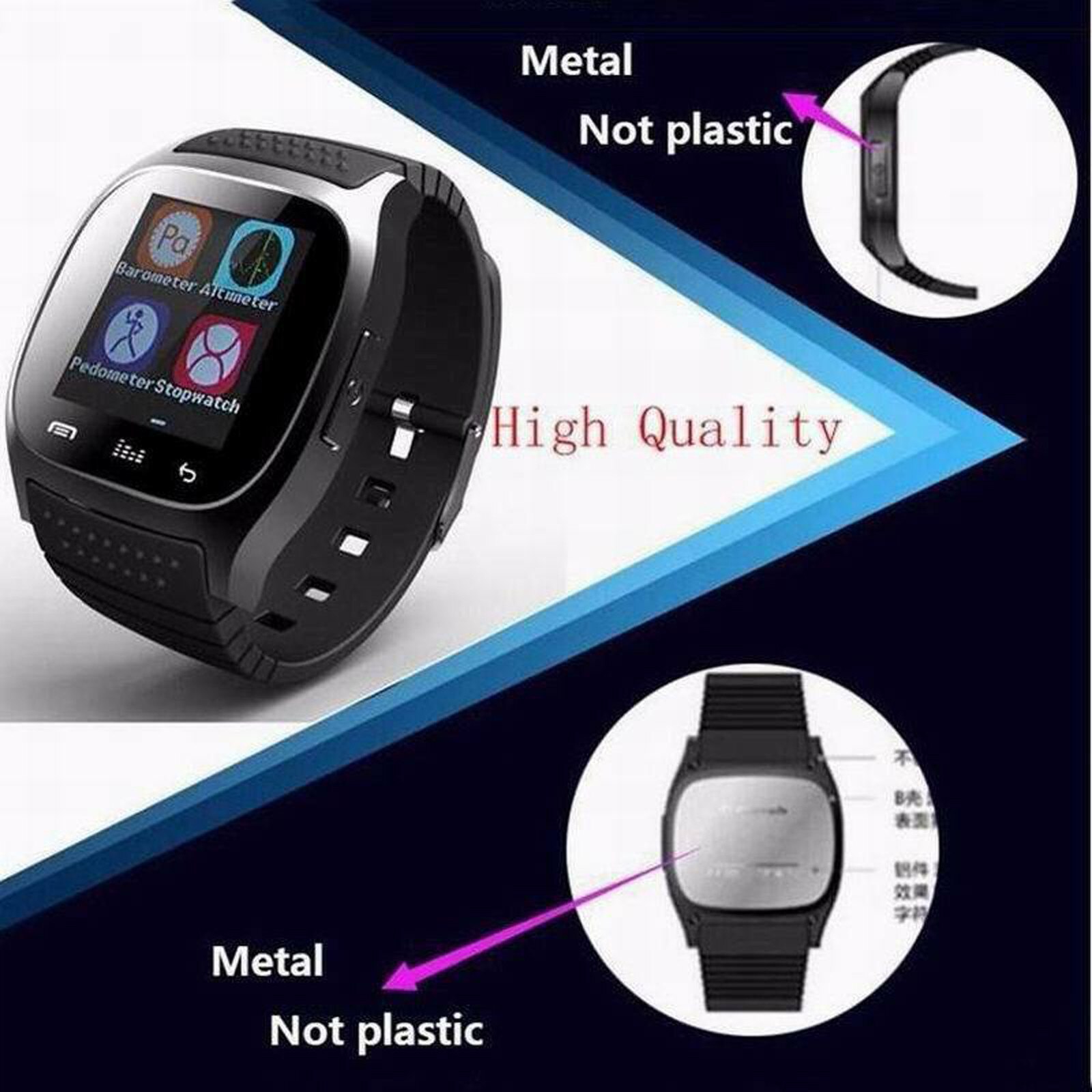 Reloj inteligente a la para hombre y mujer, accesorio de pulsera resistente al agua con Bluetooth, compatible con Android e iOS, Simple