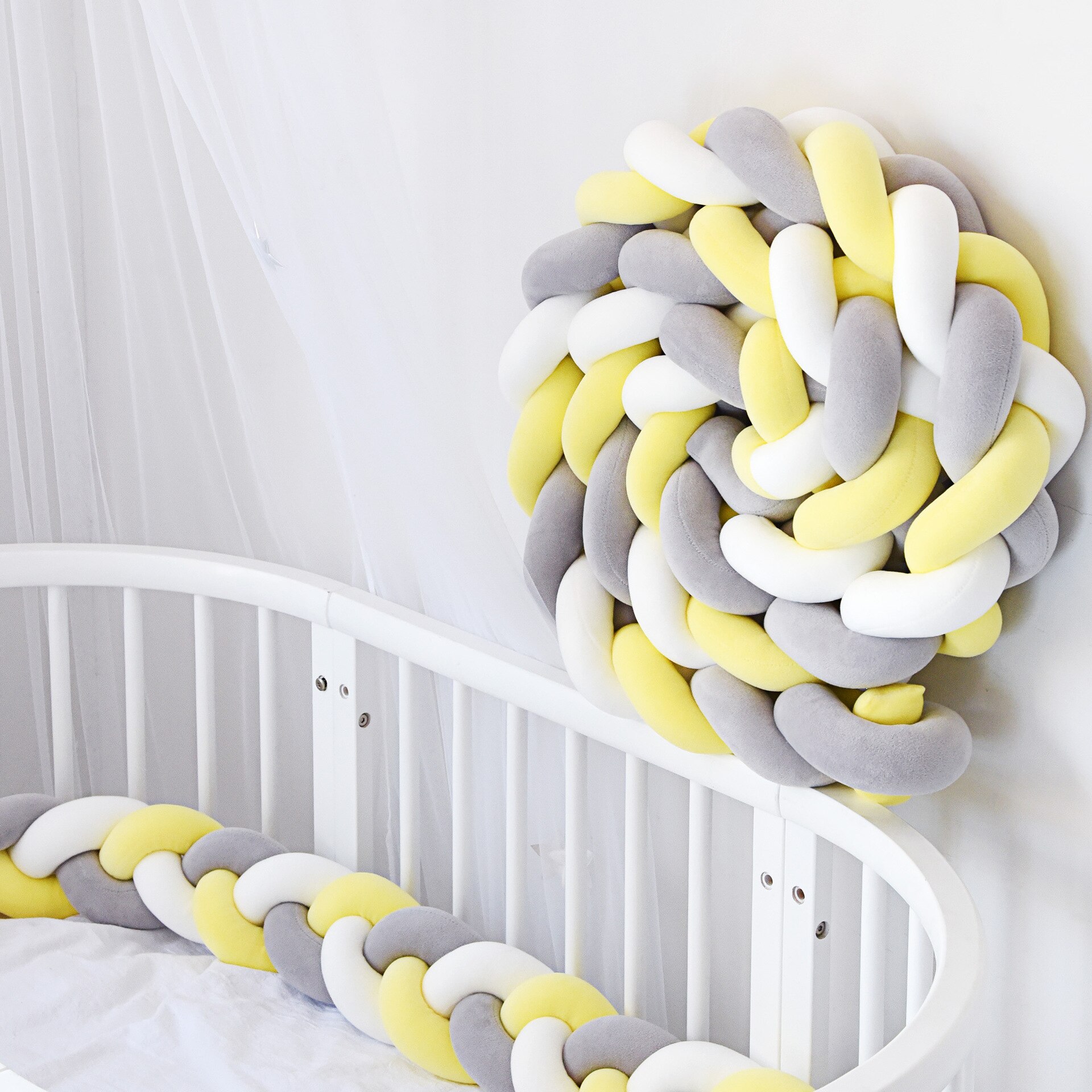 3M Länge Kleinkind Bett gewebte Anti-Kollision Streifen nordisch Stil Baumwolle Mehrfarbig Baby Bett Sicherheit Leitplanke Für freundlicher der