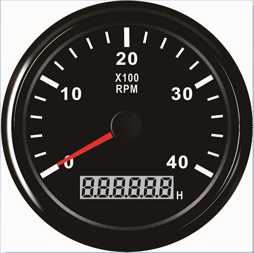 Waterproof 85mm Generator Tachometer RPM REV Counter 0-4000RPM With LED Hourmeter 12V/24V With Backlight: BN