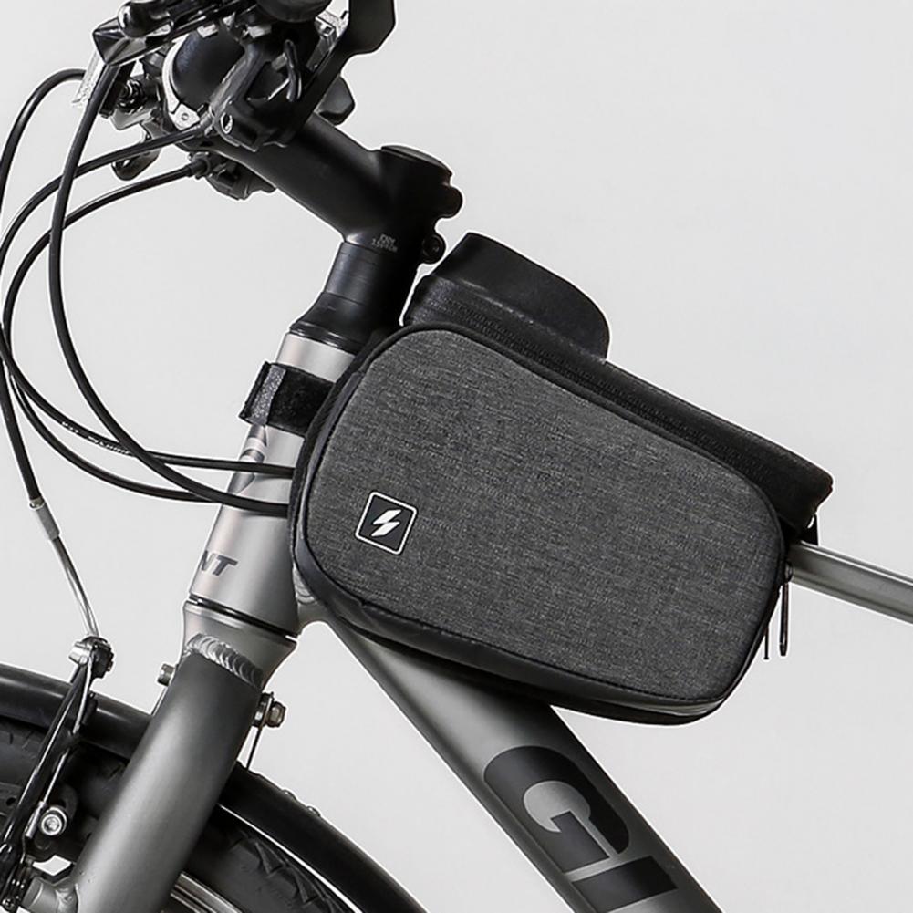1.5L Front Frame Pouch Black Grey Fasten Tape Compartment Bike Trunk Bag Cycling Accessories Top Tube Bag Bike Bag