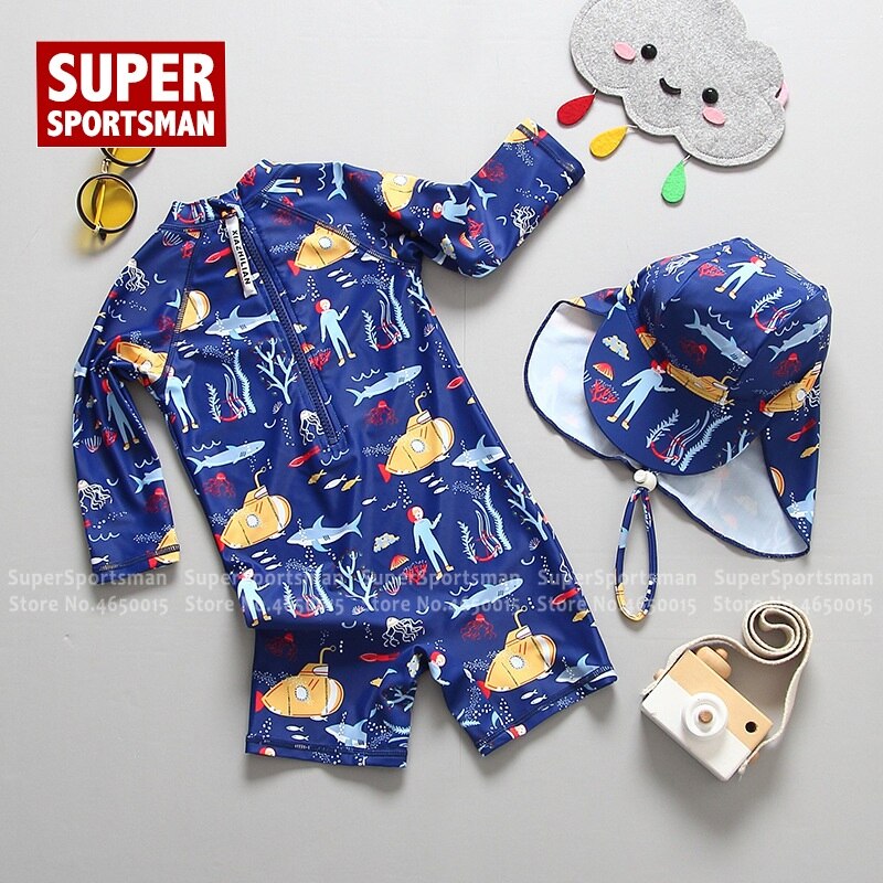 Beach Sportswear Toddler Boys Girls Cartoon Rashguard One Piece Swinsuit Kids Surfing Swimwear Children UPF50+ Swim Bathing Suit