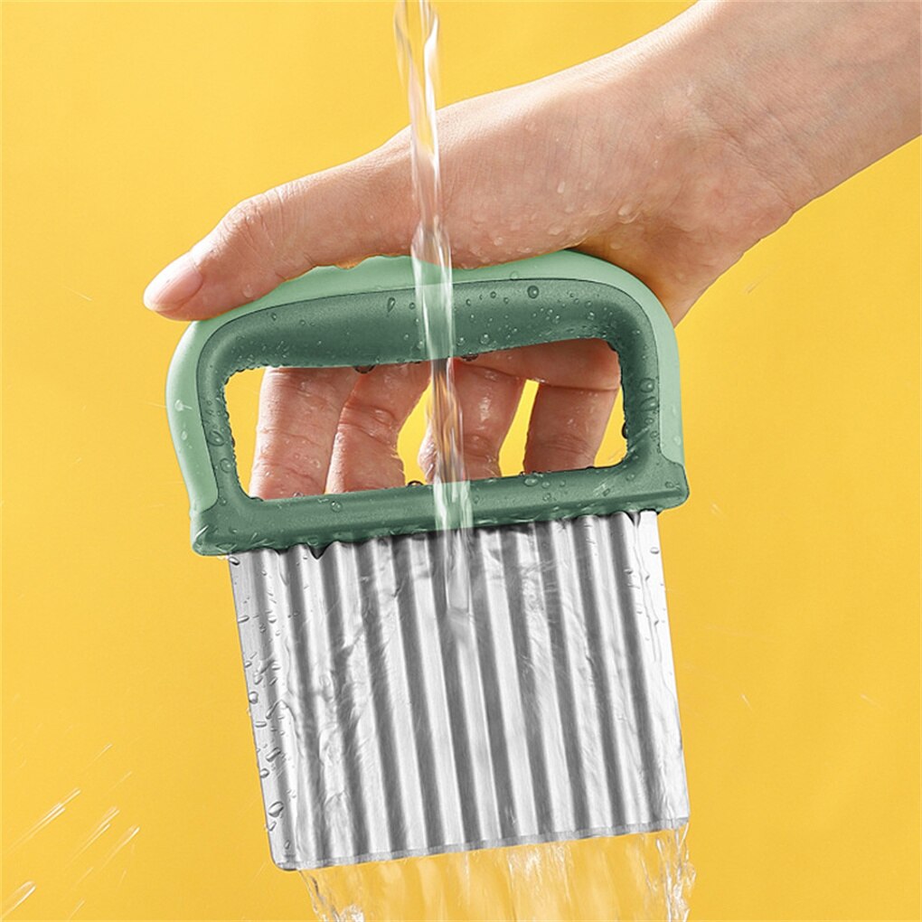 Handheld Potato Chopper Fries Wavy Slicer with Handle Onion Food Safe Chopping Kitchen Hand Tool Chef Gadgets Green