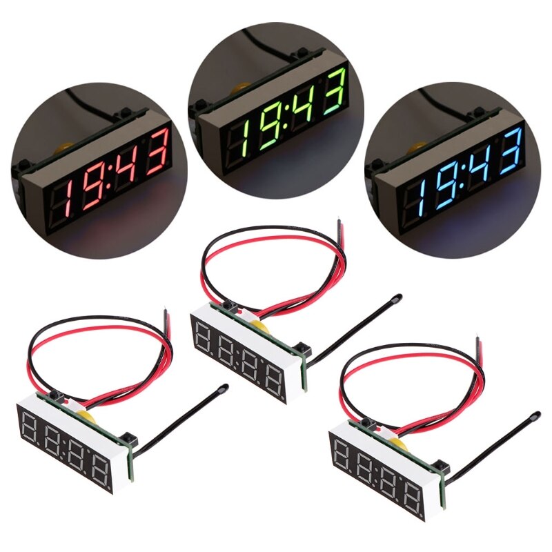 Car 3 in 1 LED DIY Digital Clock Temperature Voltage Module Electronic DC 5~30V R2LC
